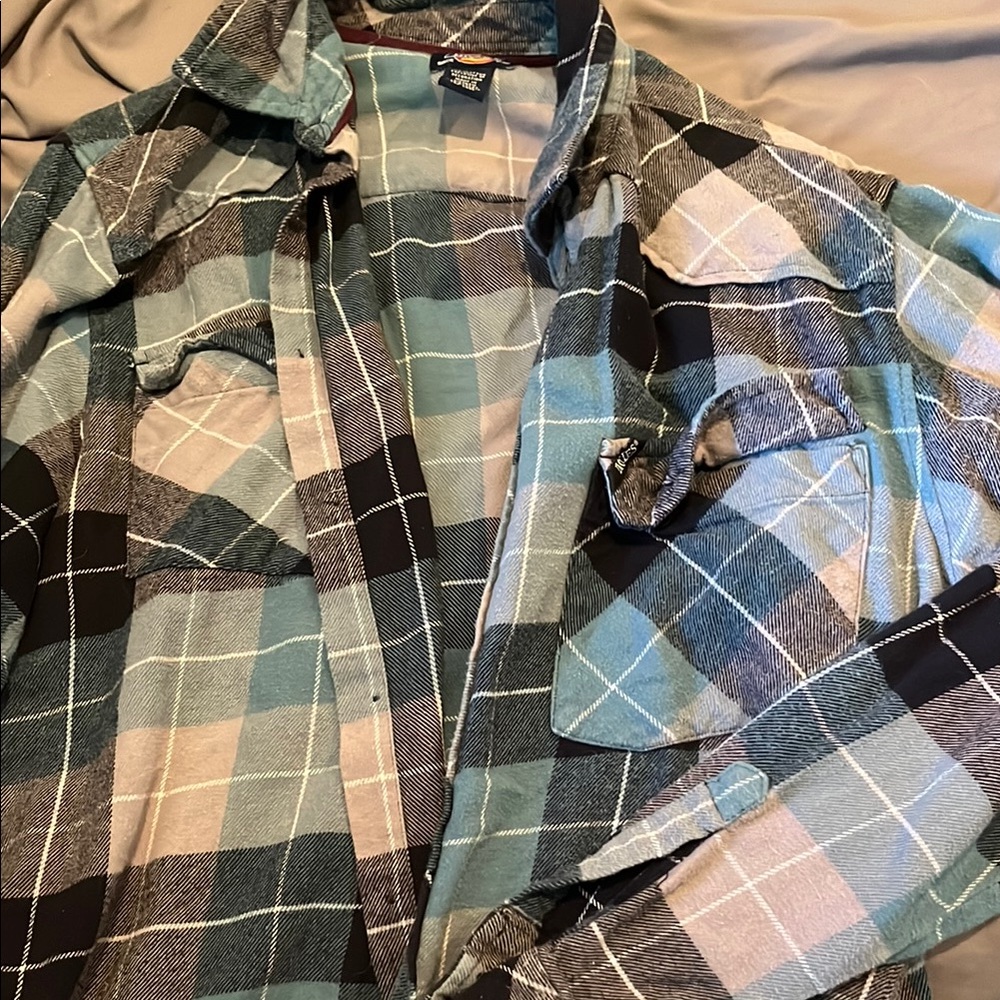 Dickies Blue and Black Plaid Casual Shirt
